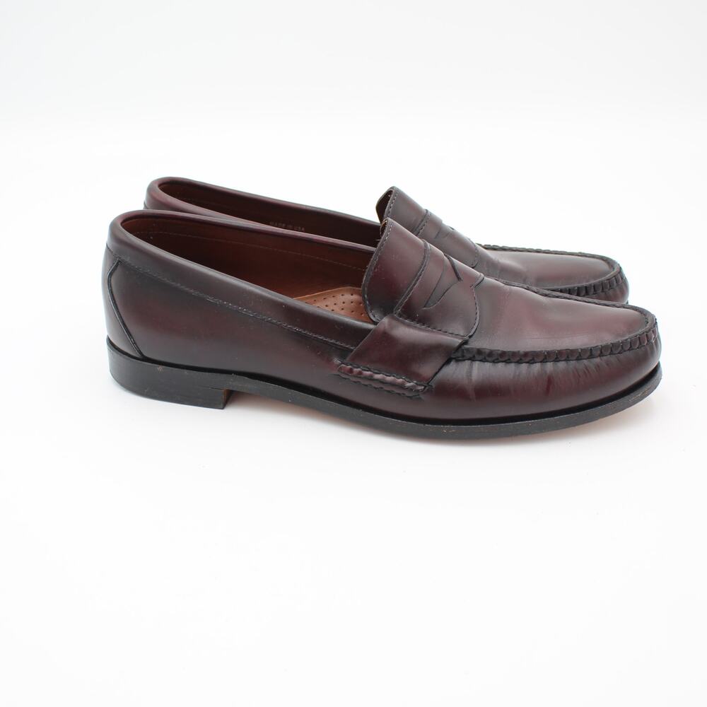 Allen Edmonds Walden Penny Loafers Mens 12 B Red Burgundy Leather Preppy USA